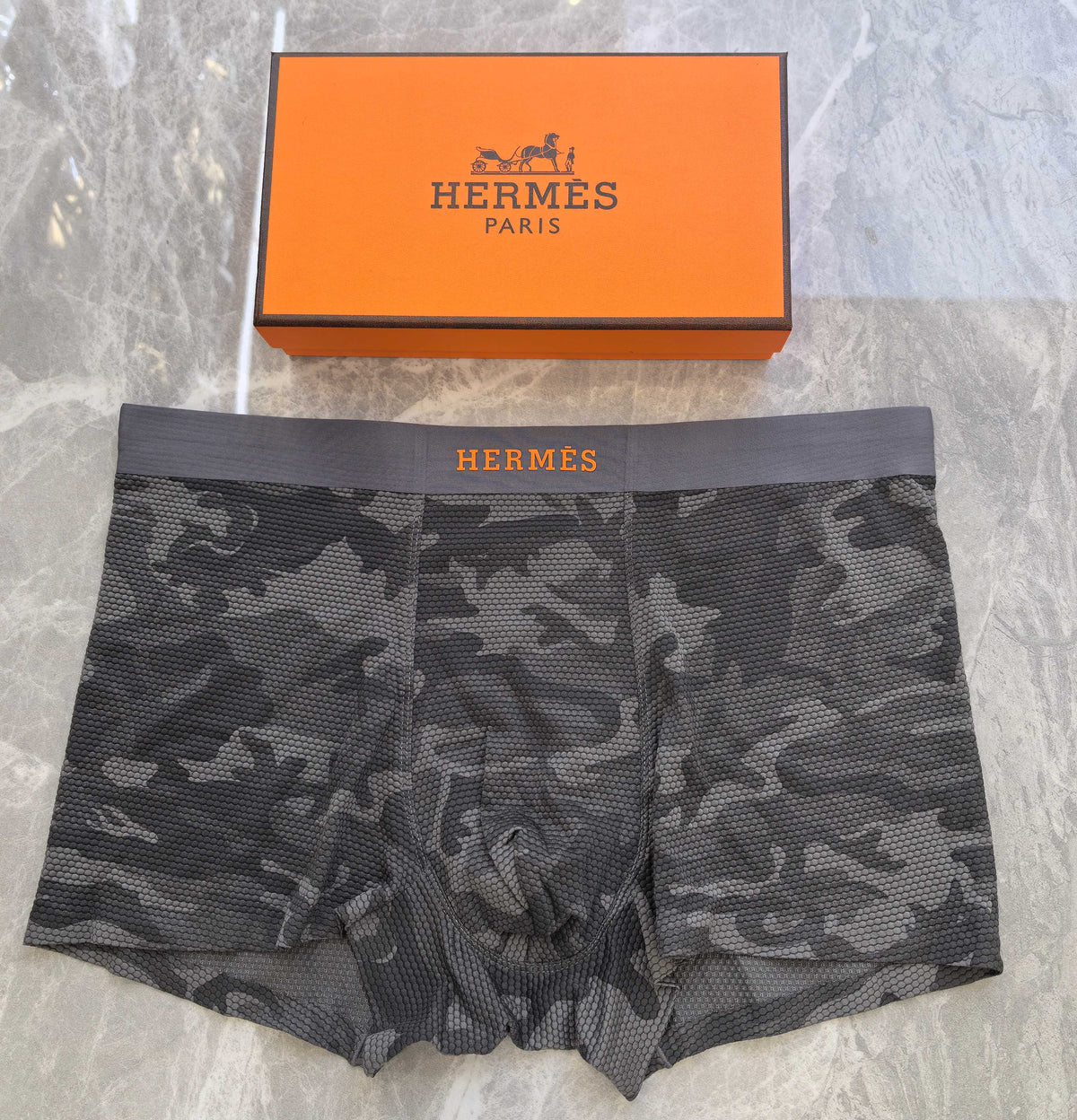 Hermès Dark Grey Camouflage Boxer Briefs, image 1