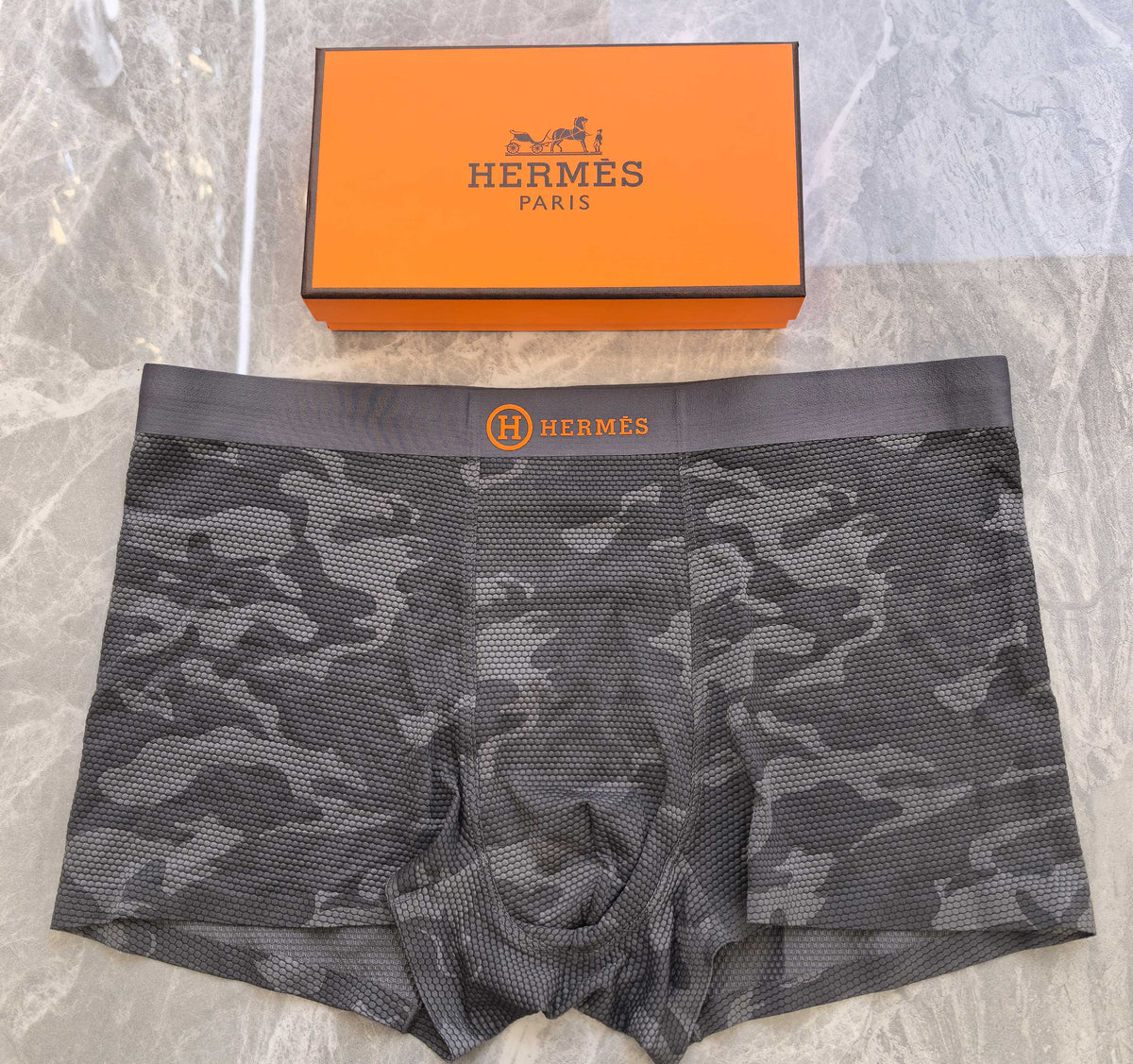 Hermès Navy Tonal Camouflage Boxer Briefs, image 3