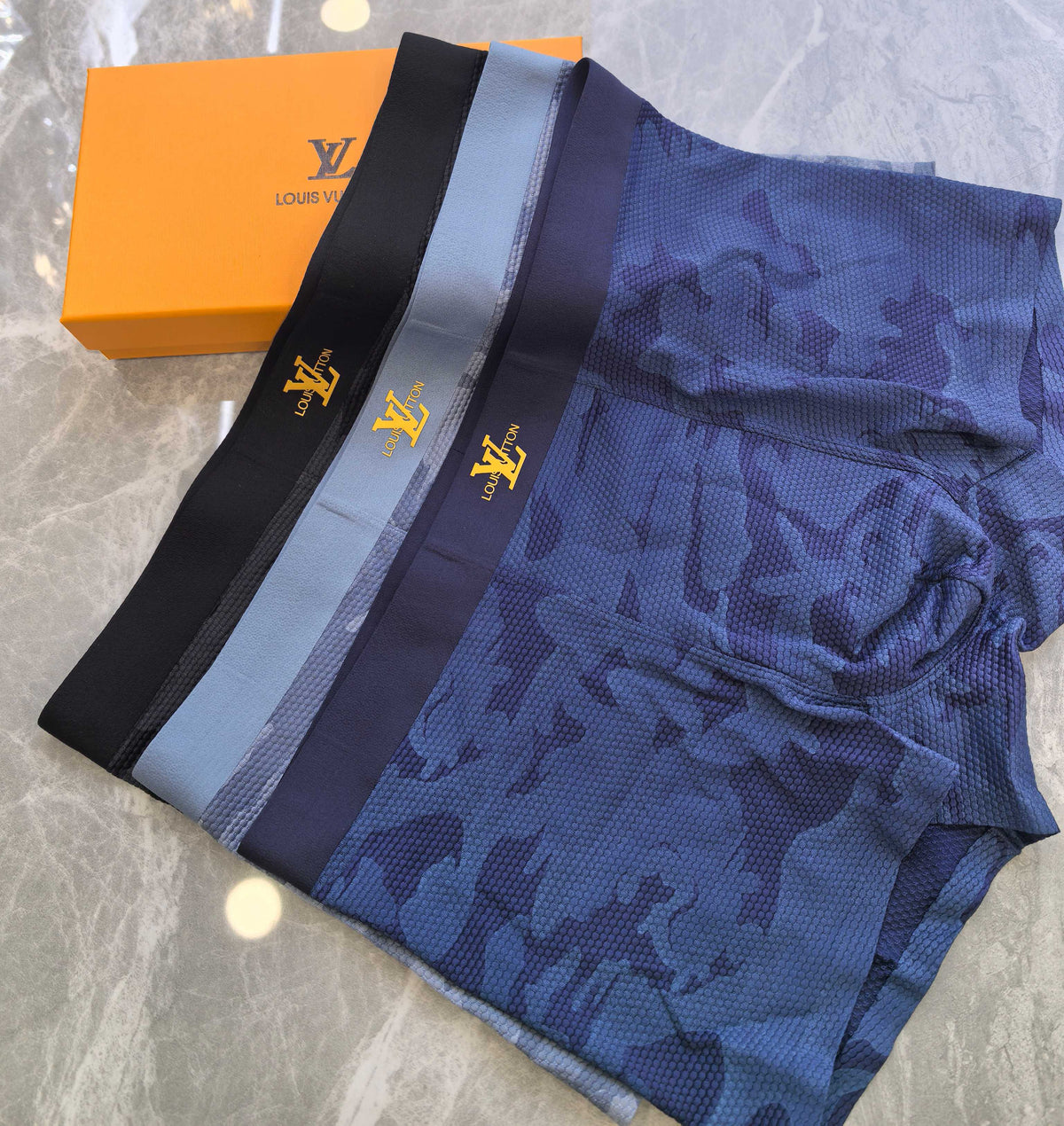 Louis Vuitton Grey Blue Tonal Camouflage Boxer Briefs, image 5