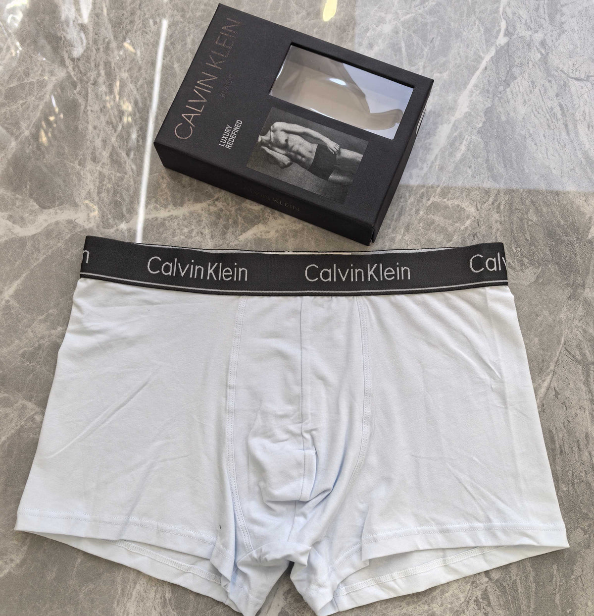 Calvin Klein Grey Marled Dark Waistband Boxer Briefs, image 2