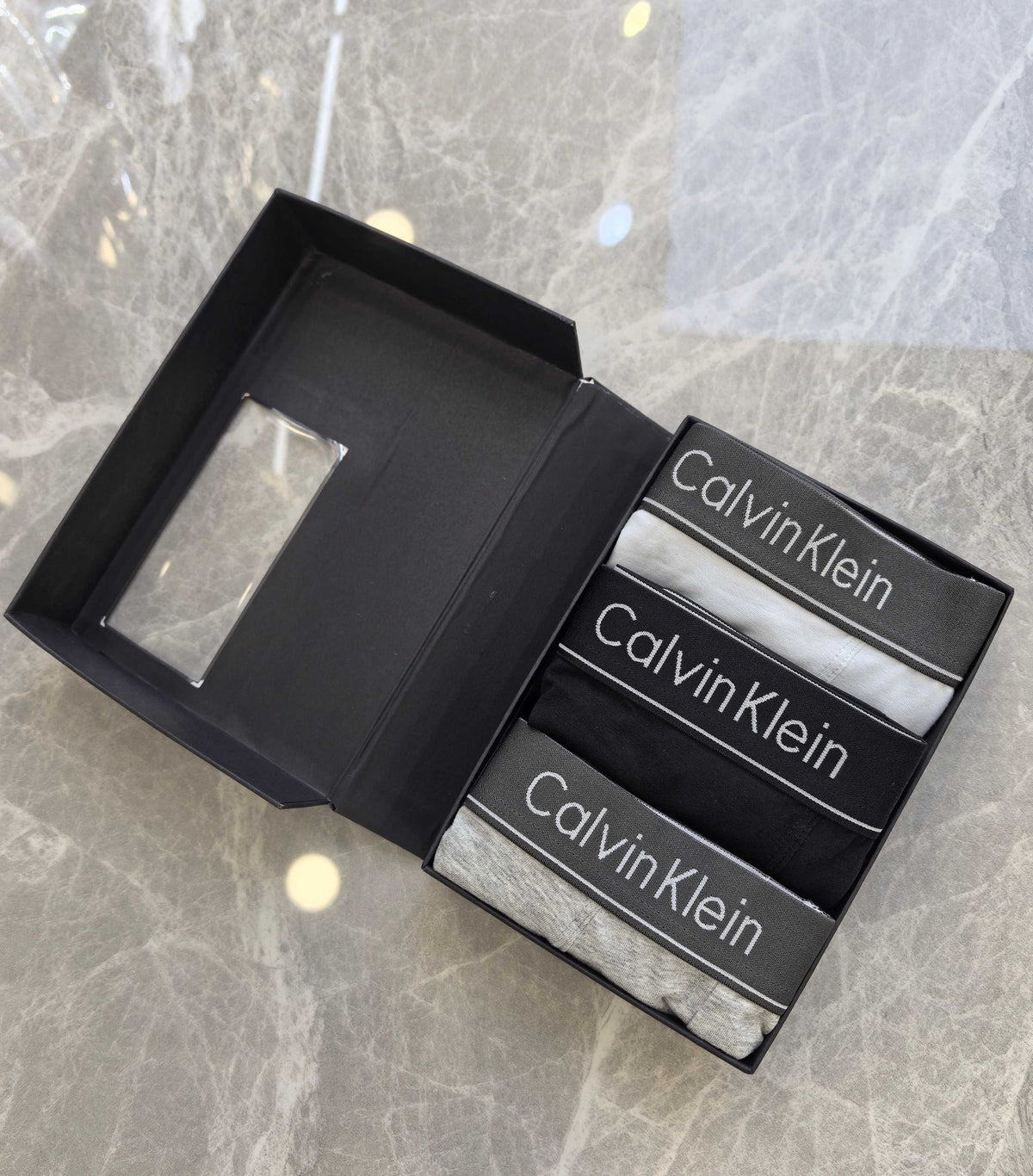 Calvin Klein Grey Marled Dark Waistband Boxer Briefs, image 6