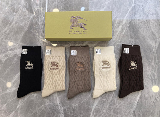 Burberry Black Brown Cream Broad Cuff Horse Ankle Socks, image 1