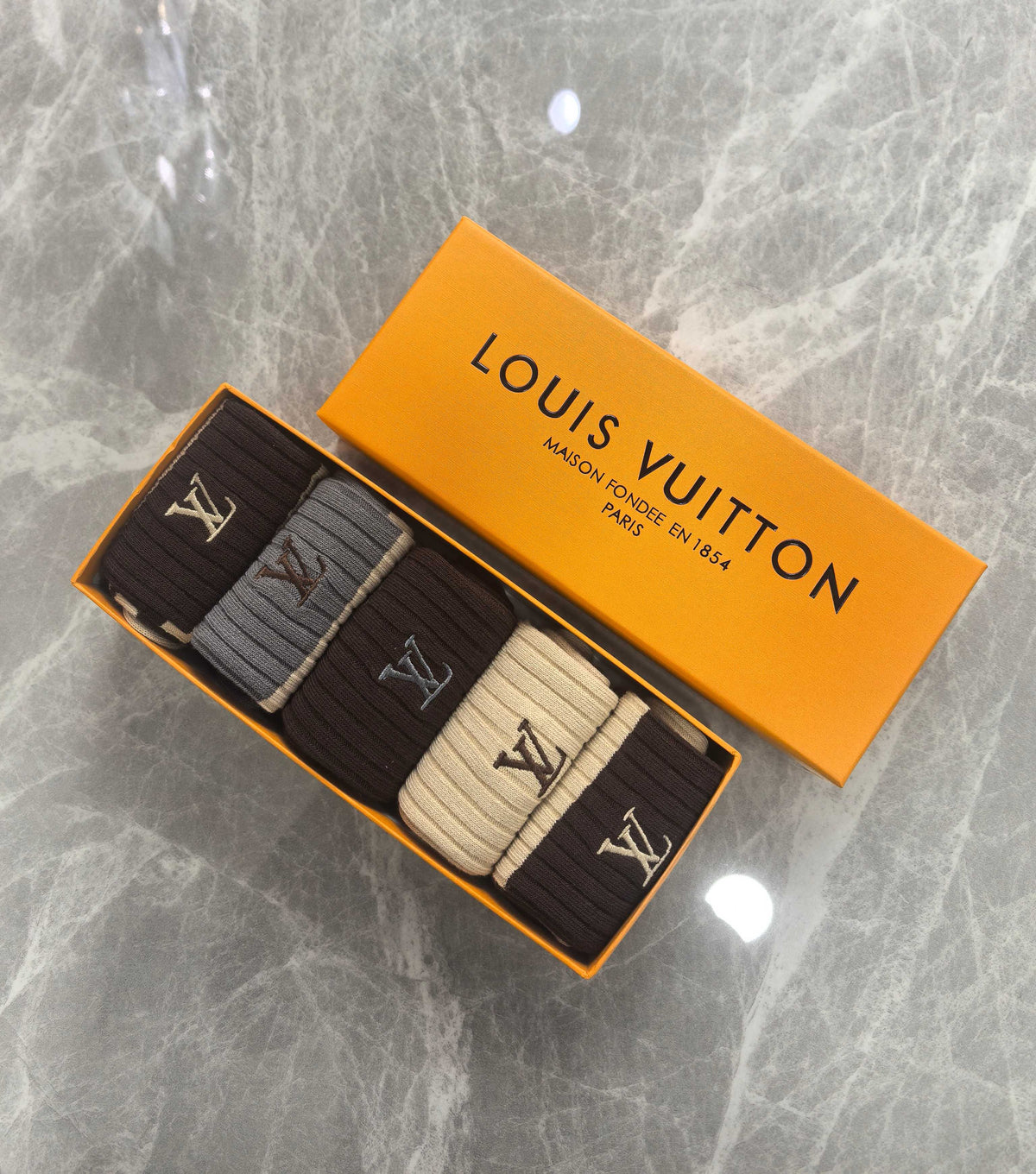 Louis Vuitton Boxed Brown Cream Large Monograms Boxer Briefs, image 1