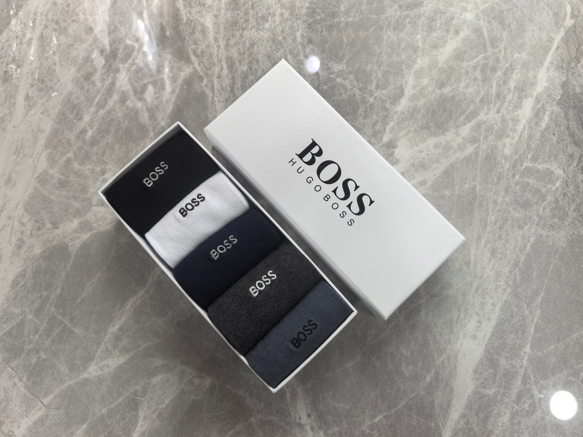 BOSS Boxed Dark Fine Wordmark Bands Boxer Briefs, image 1