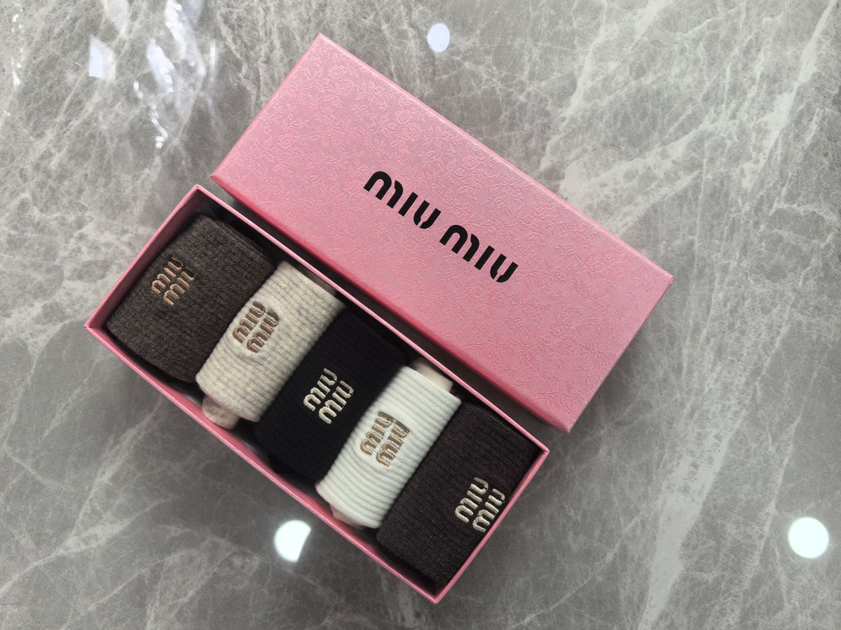 Miu Miu Boxed Earthy Small Label Motifs Crew Socks, image 1