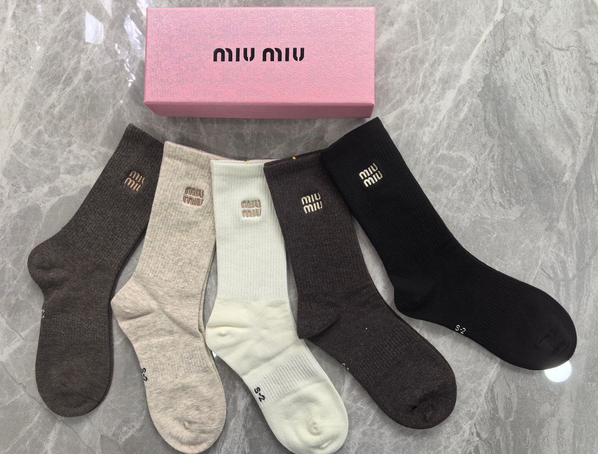 Miu Miu Boxed Earthy Small Label Motifs Crew Socks, image 5