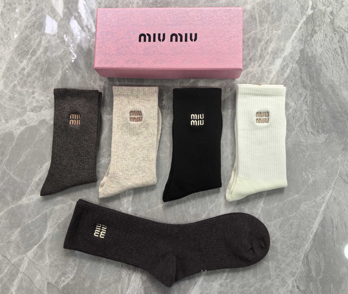 Miu Miu Boxed Earthy Small Label Motifs Crew Socks, image 2