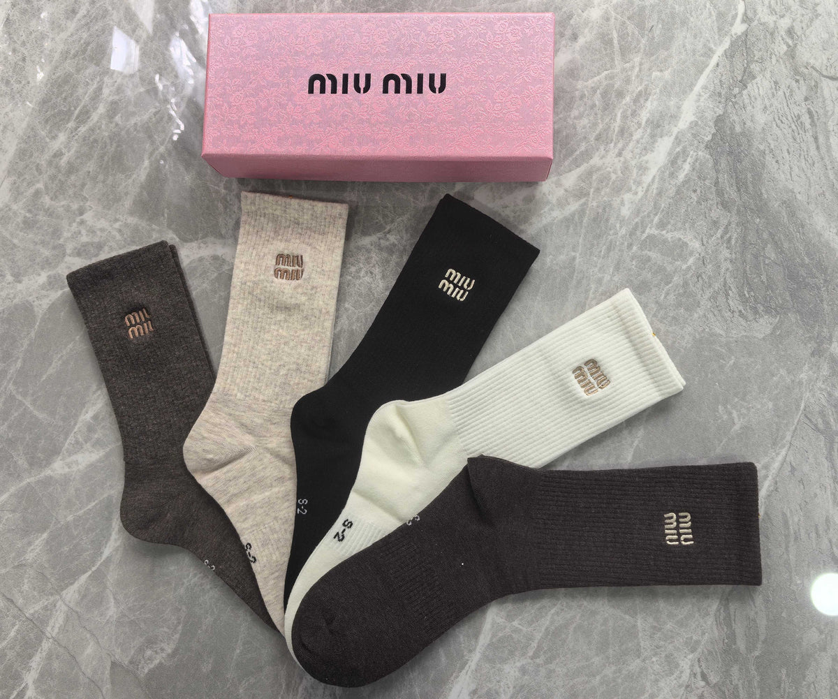 Miu Miu Boxed Earthy Small Label Motifs Crew Socks, image 4