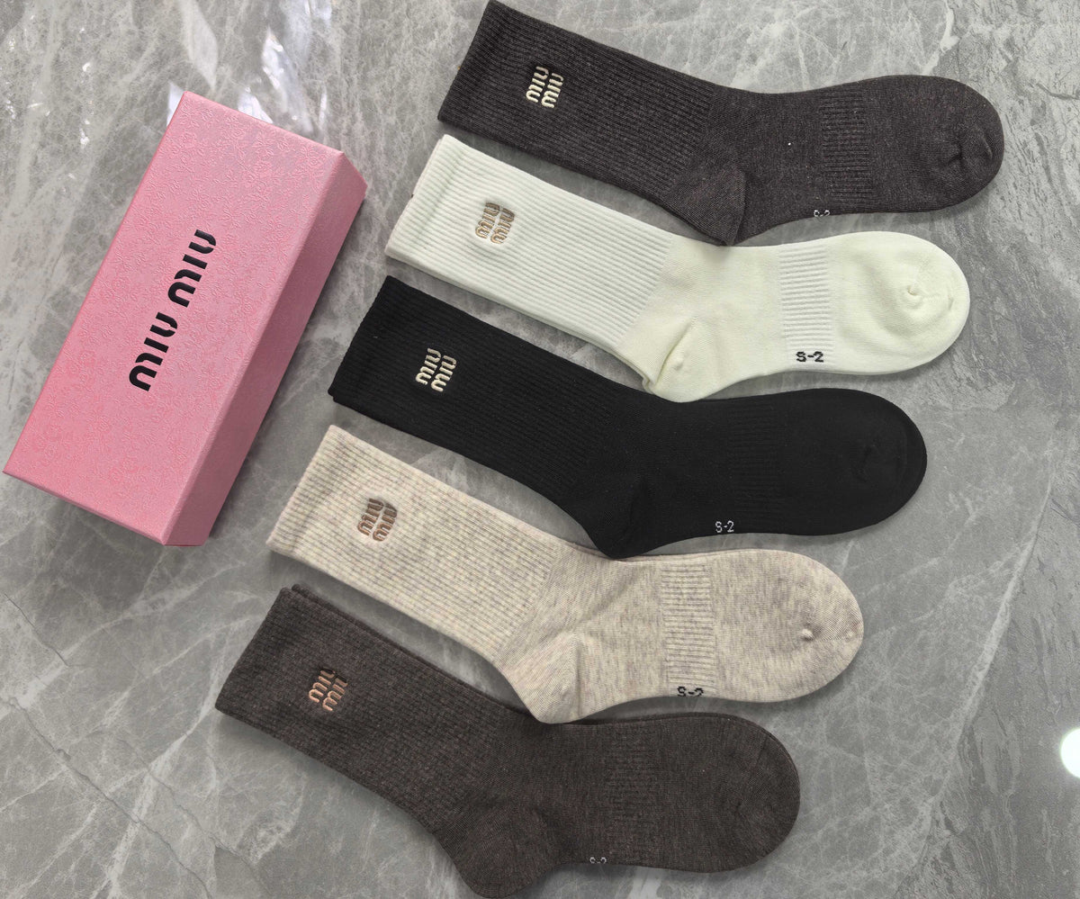Miu Miu Boxed Earthy Small Label Motifs Crew Socks, image 3