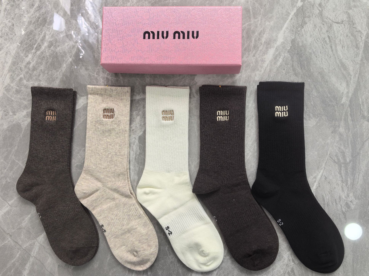 Miu Miu Boxed Earthy Small Label Motifs Crew Socks, image 6