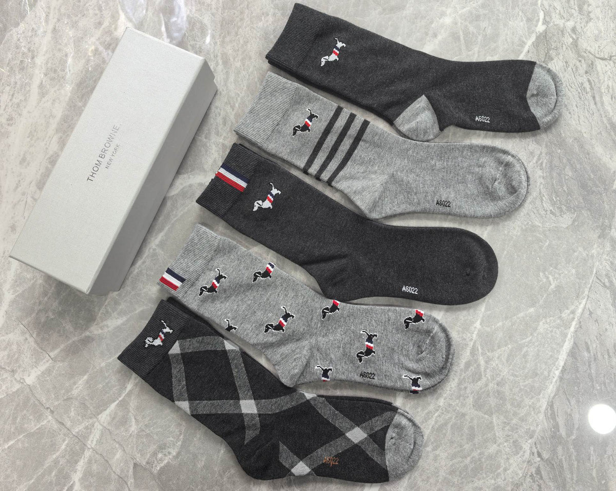 Thom Browne Boxed Grey Dog Motif No-Show Socks, image 3
