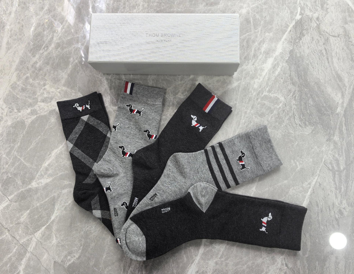 Thom Browne Boxed Grey Dog Motif No-Show Socks, image 4