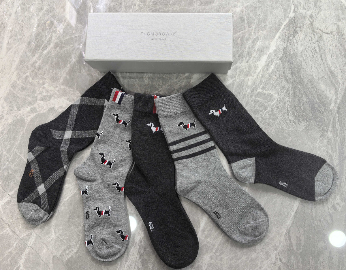Thom Browne Boxed Grey Dog Motif No-Show Socks, image 5