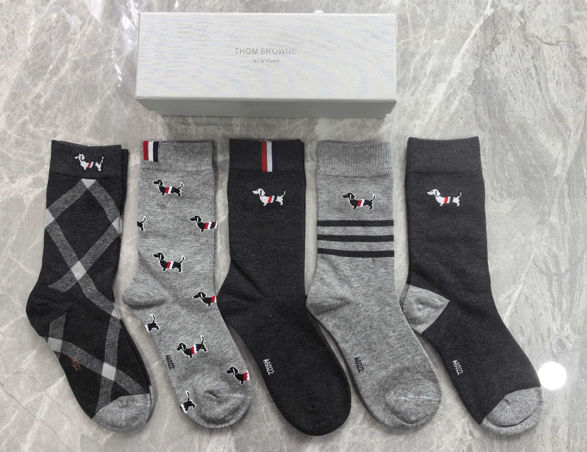 Thom Browne Boxed Grey Dog Motif No-Show Socks, image 6