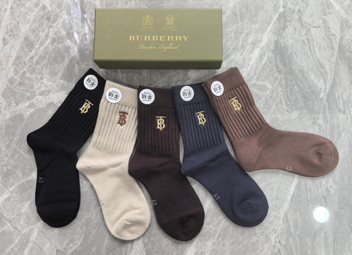 Burberry Folded Earthy Broad Stripe Cuffs Crew Socks, image 11