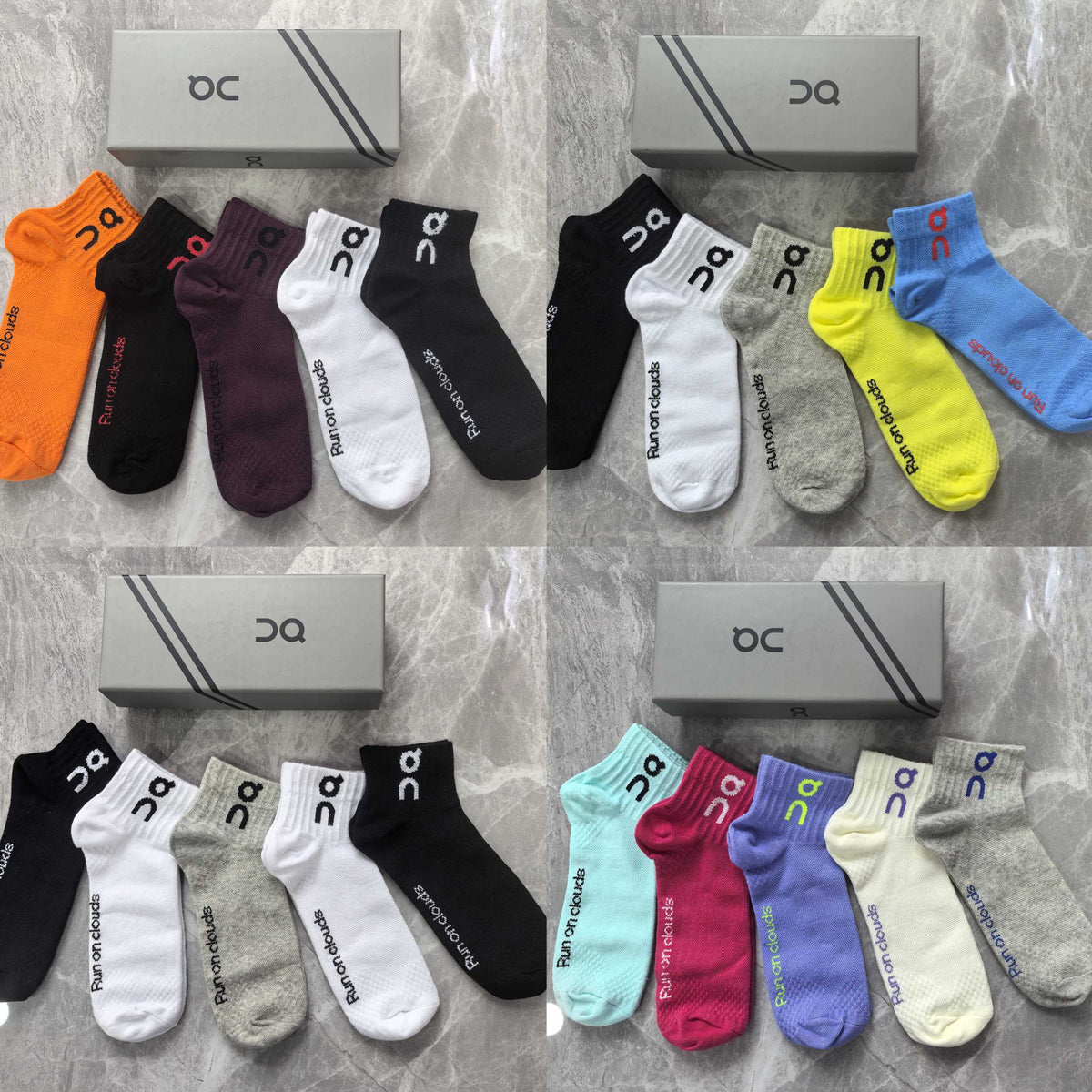 On Boxed Neon Yellow Blue Pink Lettering Crew Socks, image 7