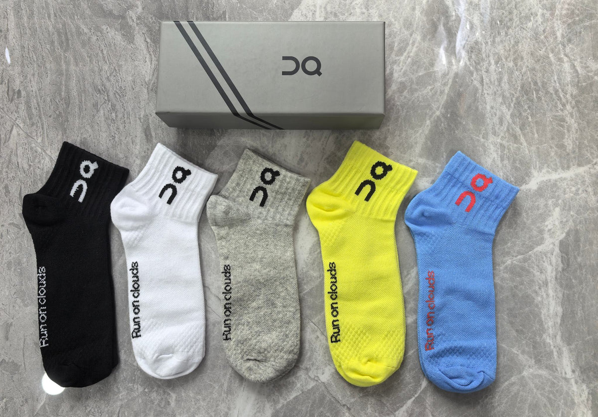 On Boxed Neon Yellow Blue Pink Lettering Crew Socks, image 6