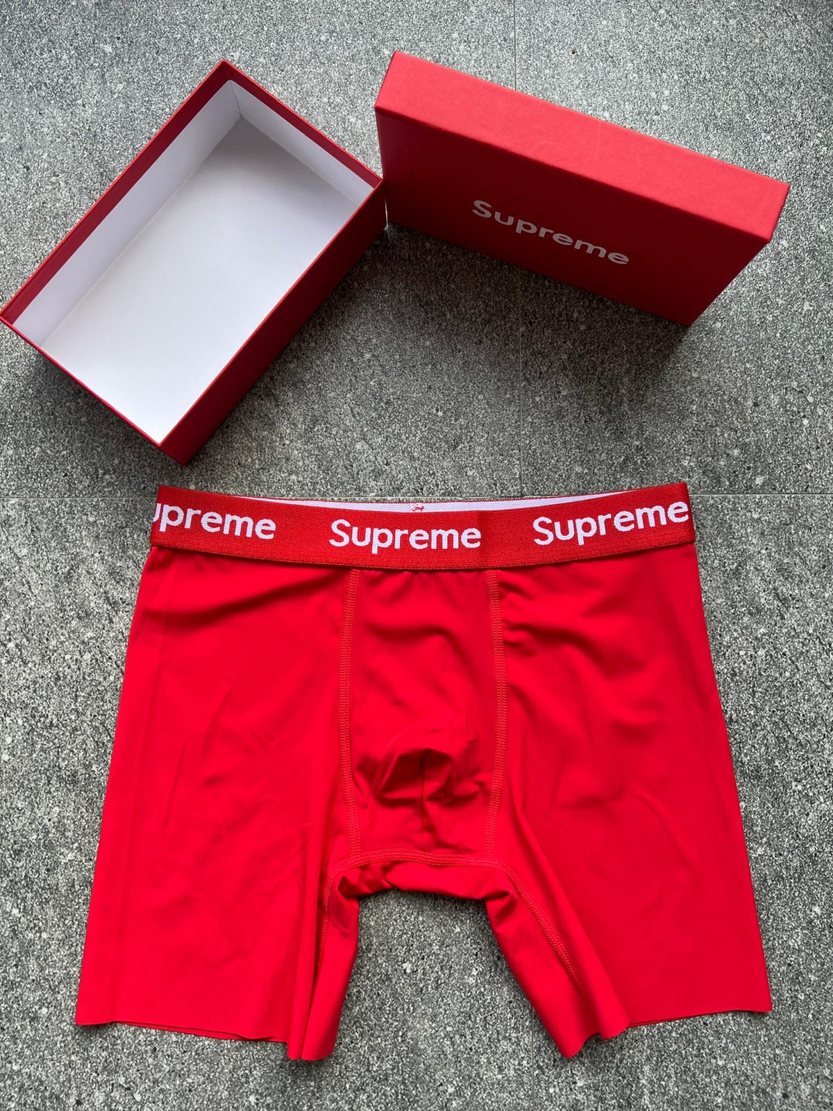 Supreme Grey White Red Black Lettered Waistband Long-Leg Boxer Briefs, image 5