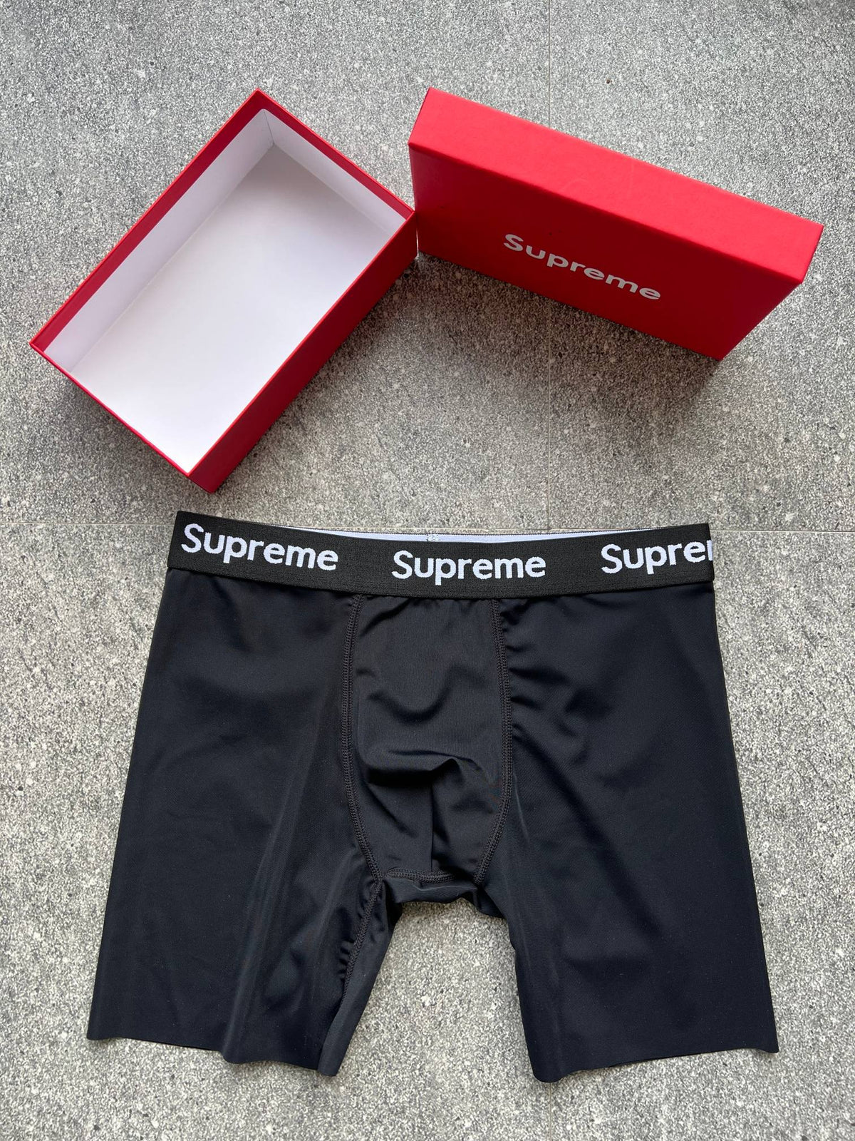 Supreme Grey White Red Black Lettered Waistband Long-Leg Boxer Briefs, image 6