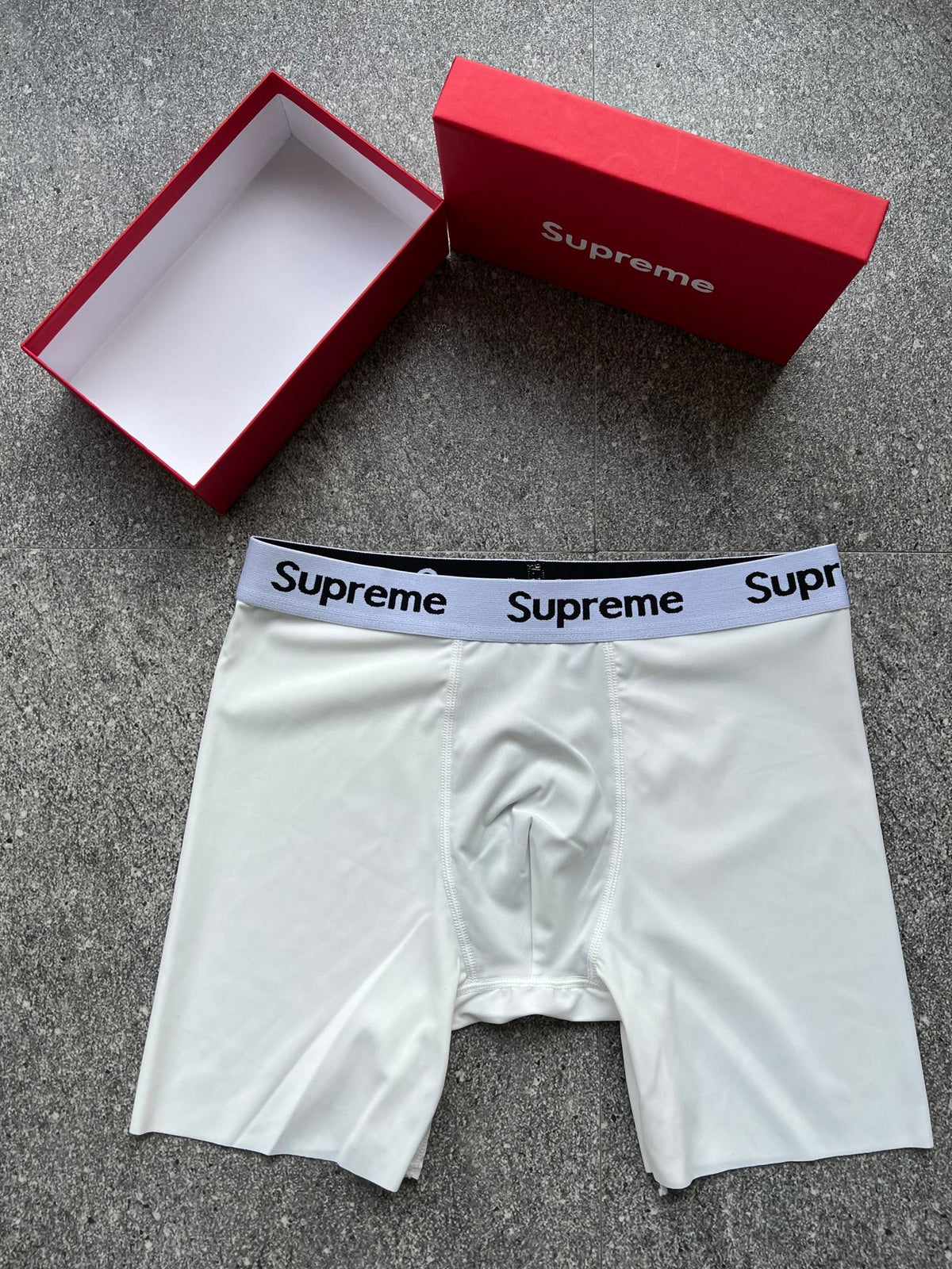 Supreme Grey White Red Black Lettered Waistband Long-Leg Boxer Briefs, image 4