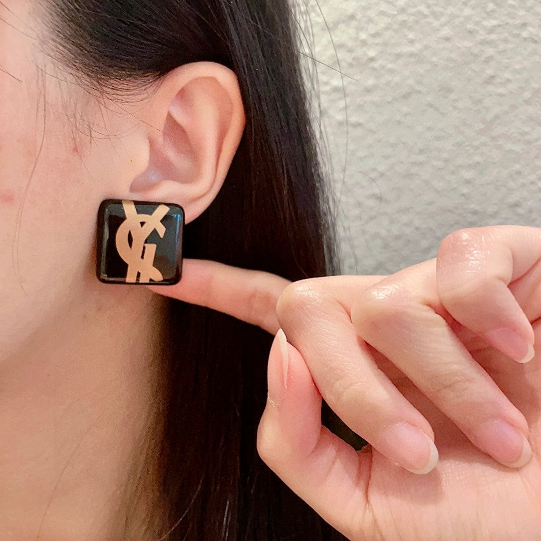 Saint Laurent Logo Letter Stud Earrings – Style 03 - image 2