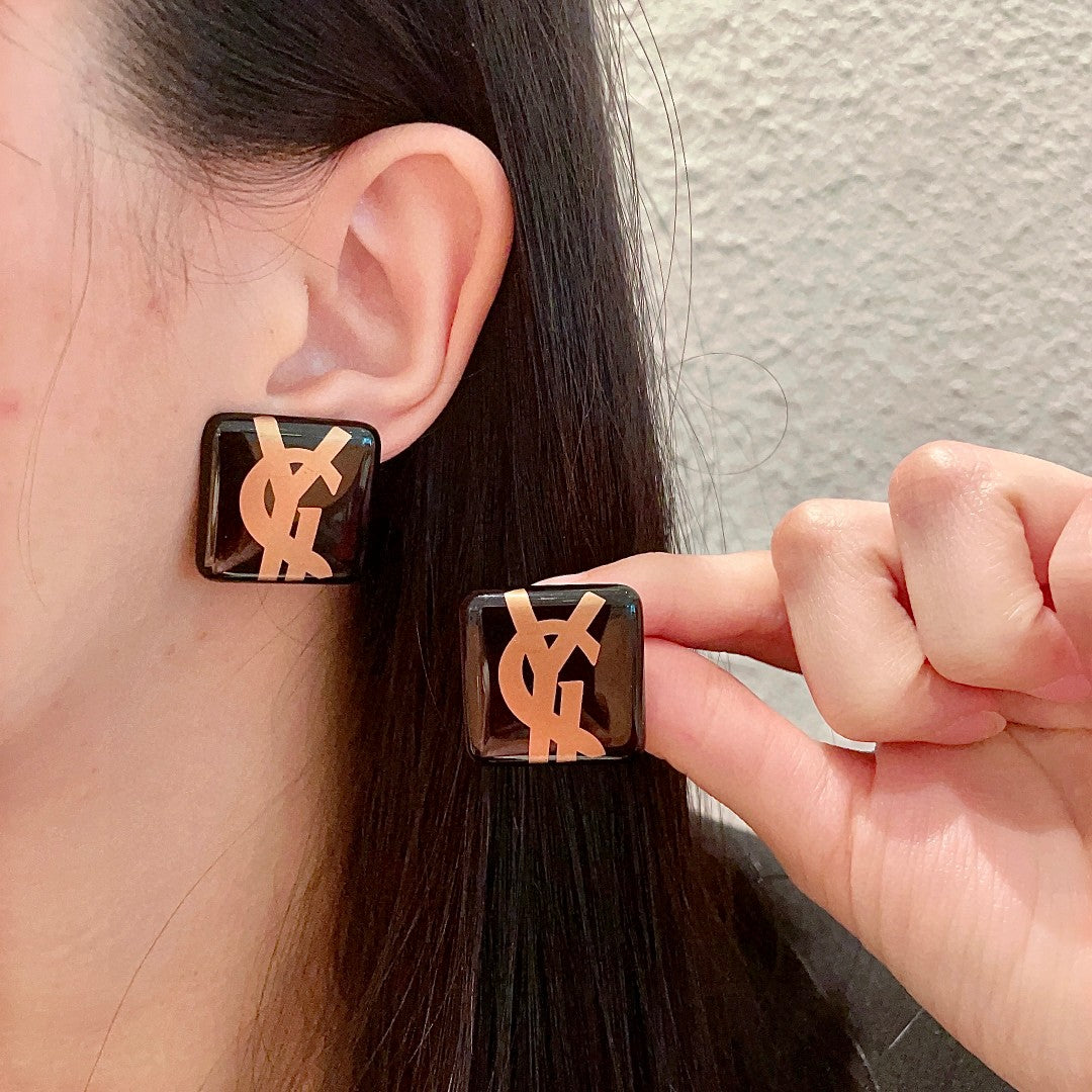 Saint Laurent Logo Letter Stud Earrings – Style 03 - image 1