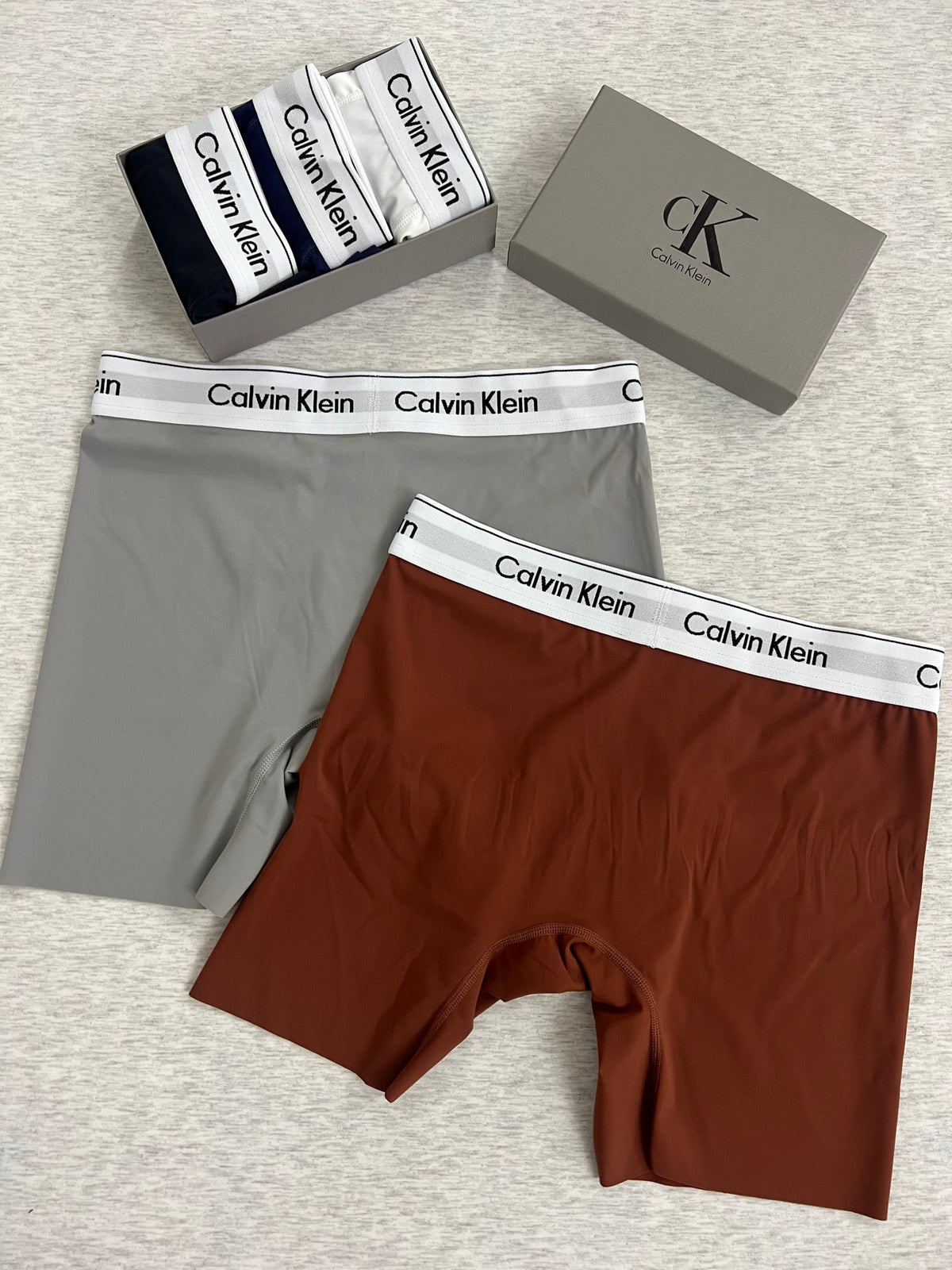 Calvin Klein Black White Red Letter Waist Long-Leg Boxer Briefs, image 8