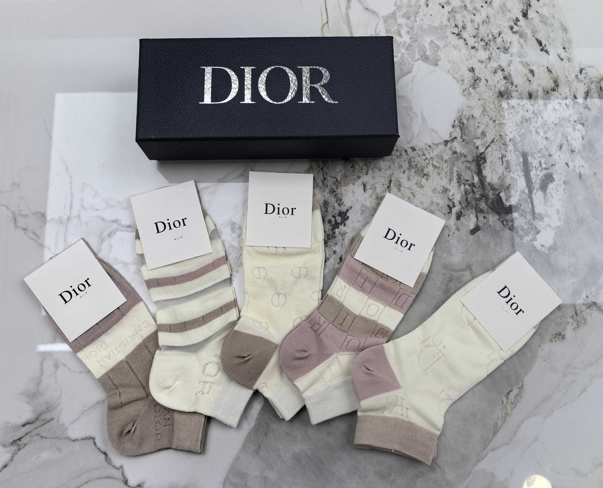 Dior Neutral Muted Stripe Pattern Ankle Socks, image 3