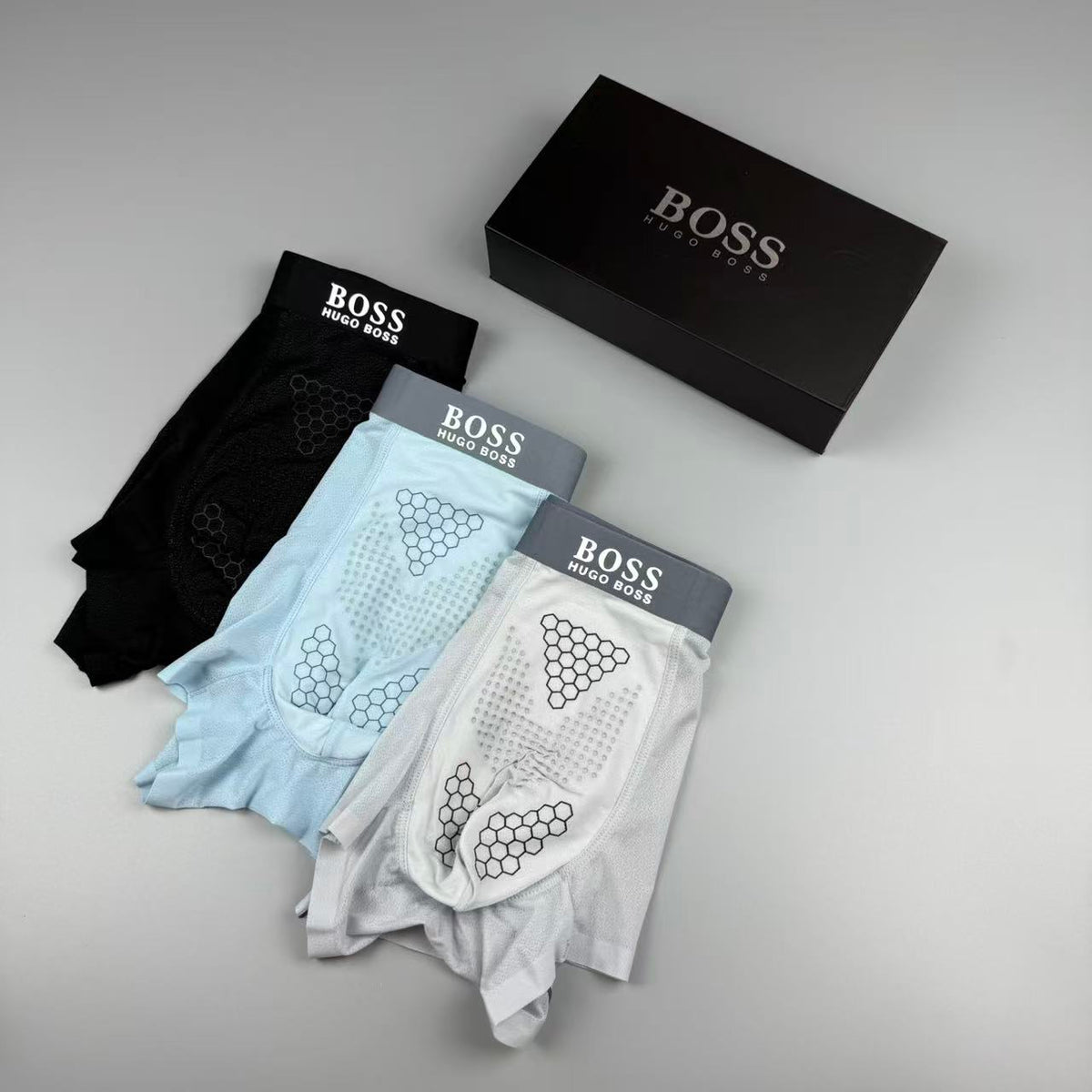 BOSS White Geometric Front Panel Boxer Briefs, image 3
