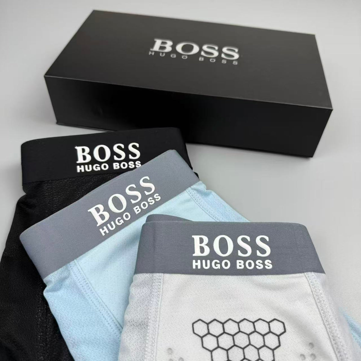 BOSS White Geometric Front Panel Boxer Briefs, image 4