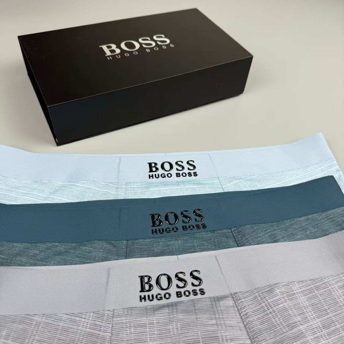 BOSS Blue Grey Extended Leg Long-Leg Boxer Briefs, image 5
