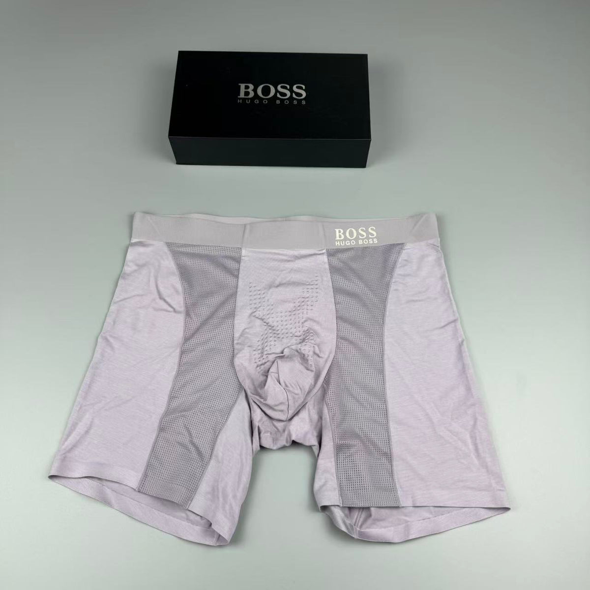 BOSS Navy Extended Leg Small Wordmark Long-Leg Boxer Briefs, image 3