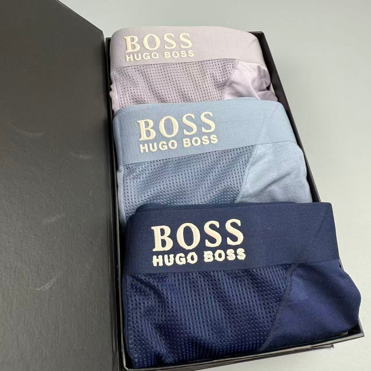 BOSS Navy Extended Leg Small Wordmark Long-Leg Boxer Briefs, image 9