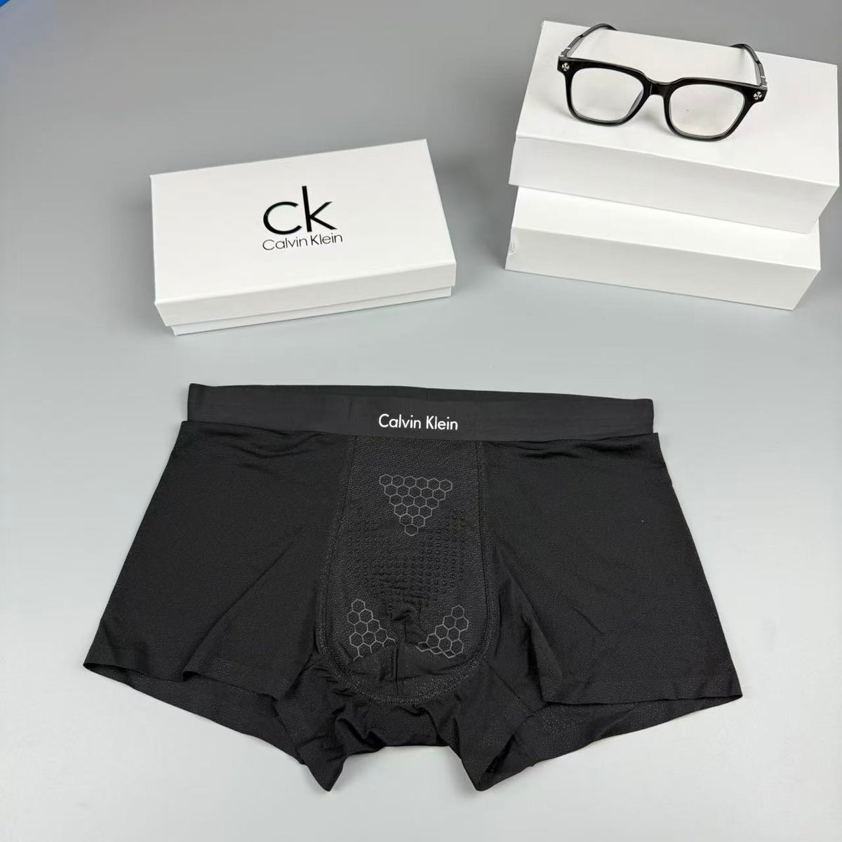 Calvin Klein Black Honeycomb Front Panel Boxer Briefs, image 1