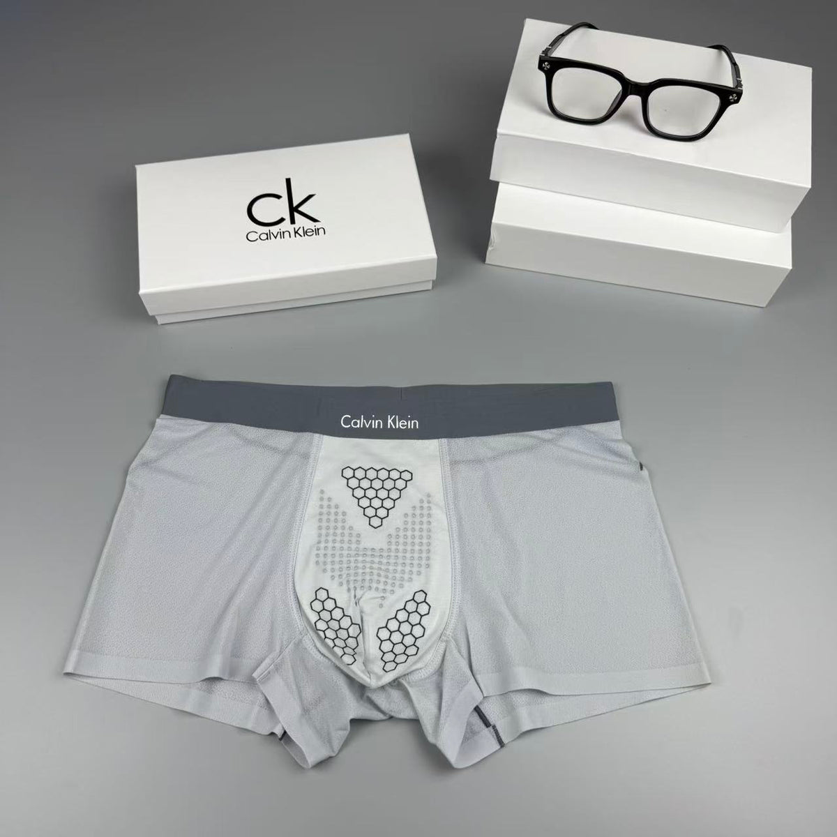Calvin Klein Black Honeycomb Front Panel Boxer Briefs, image 2