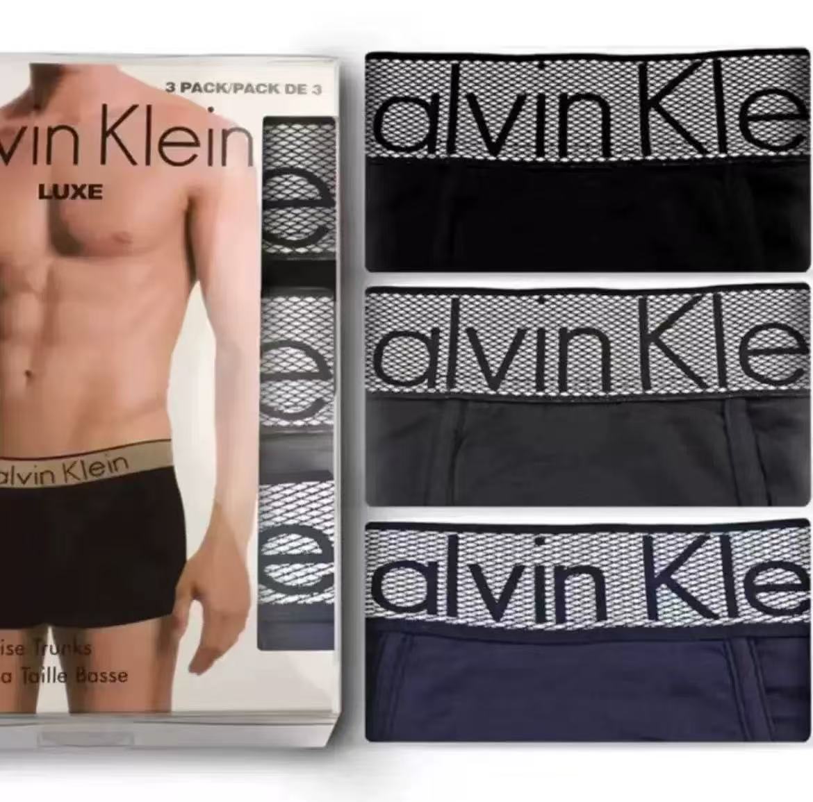 Calvin Klein Navy White Grey Contrast Bands Boxer Briefs, image 5