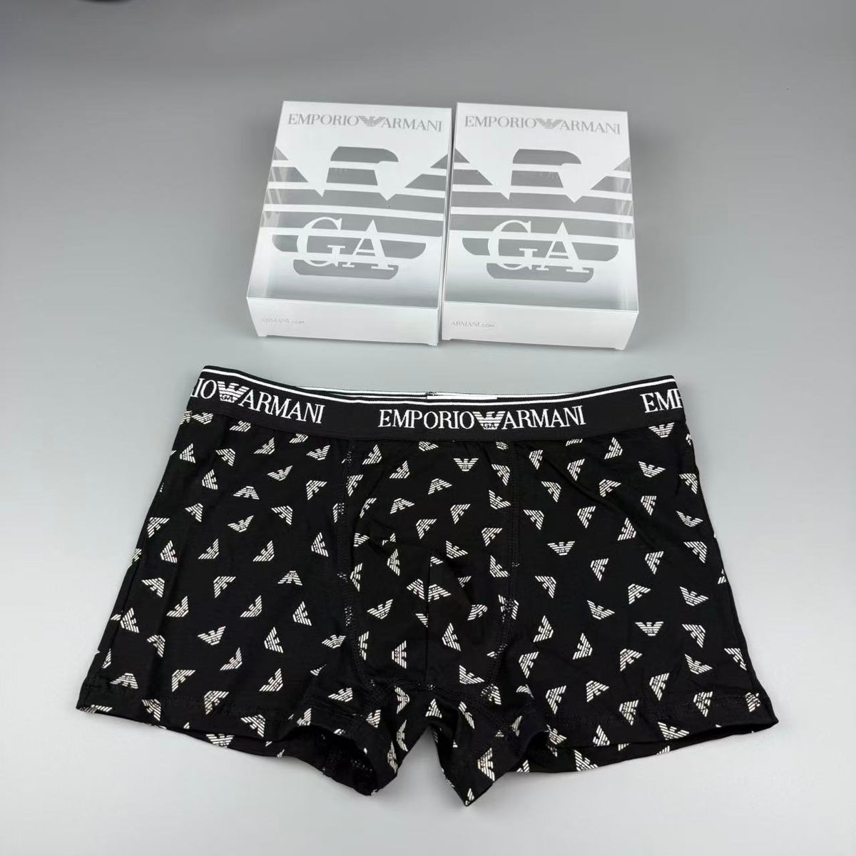 Emporio Armani Black Small Allover Wing Print Boxer Briefs, image 1