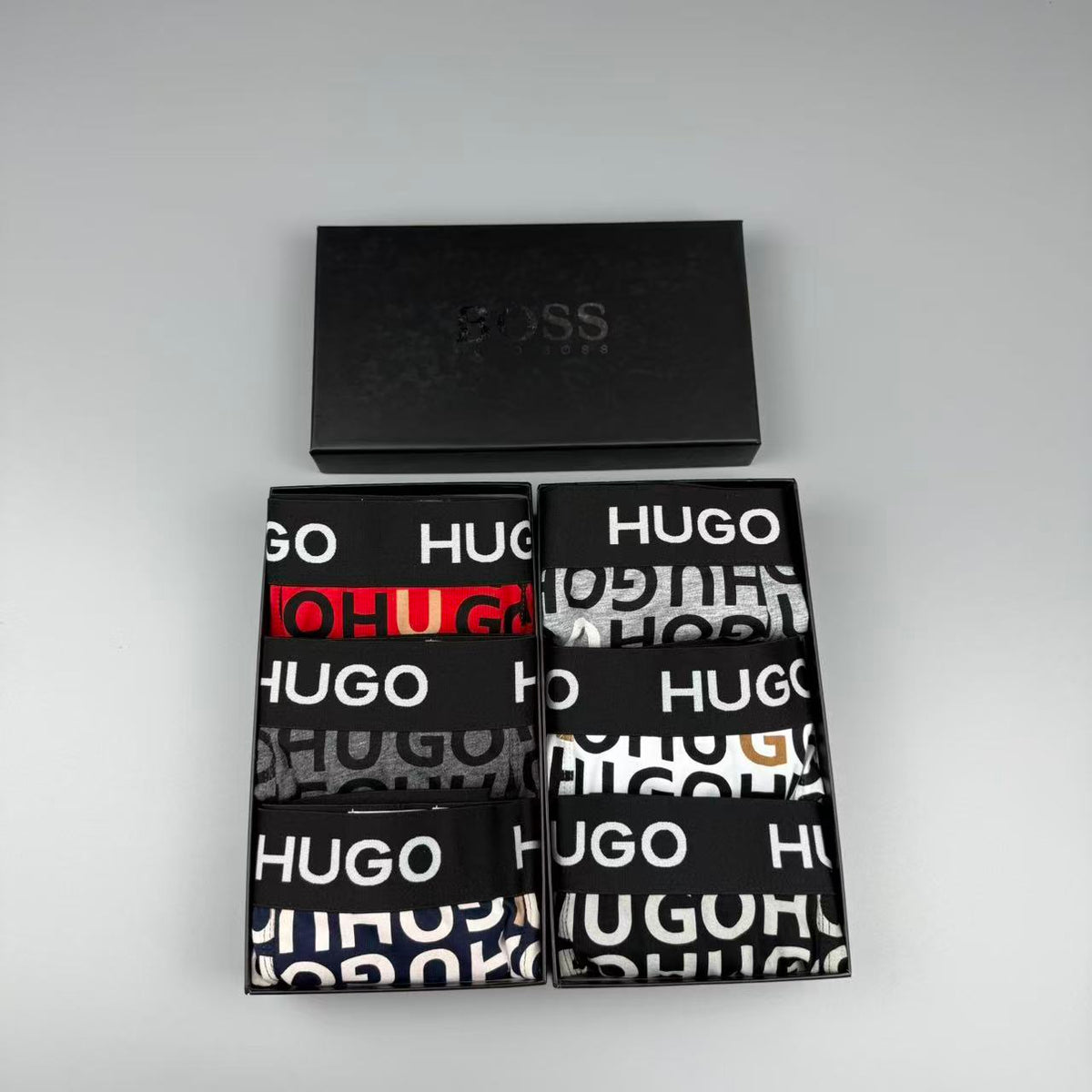 HUGO Black White Allover HUGO Letters Boxer Briefs, image 8