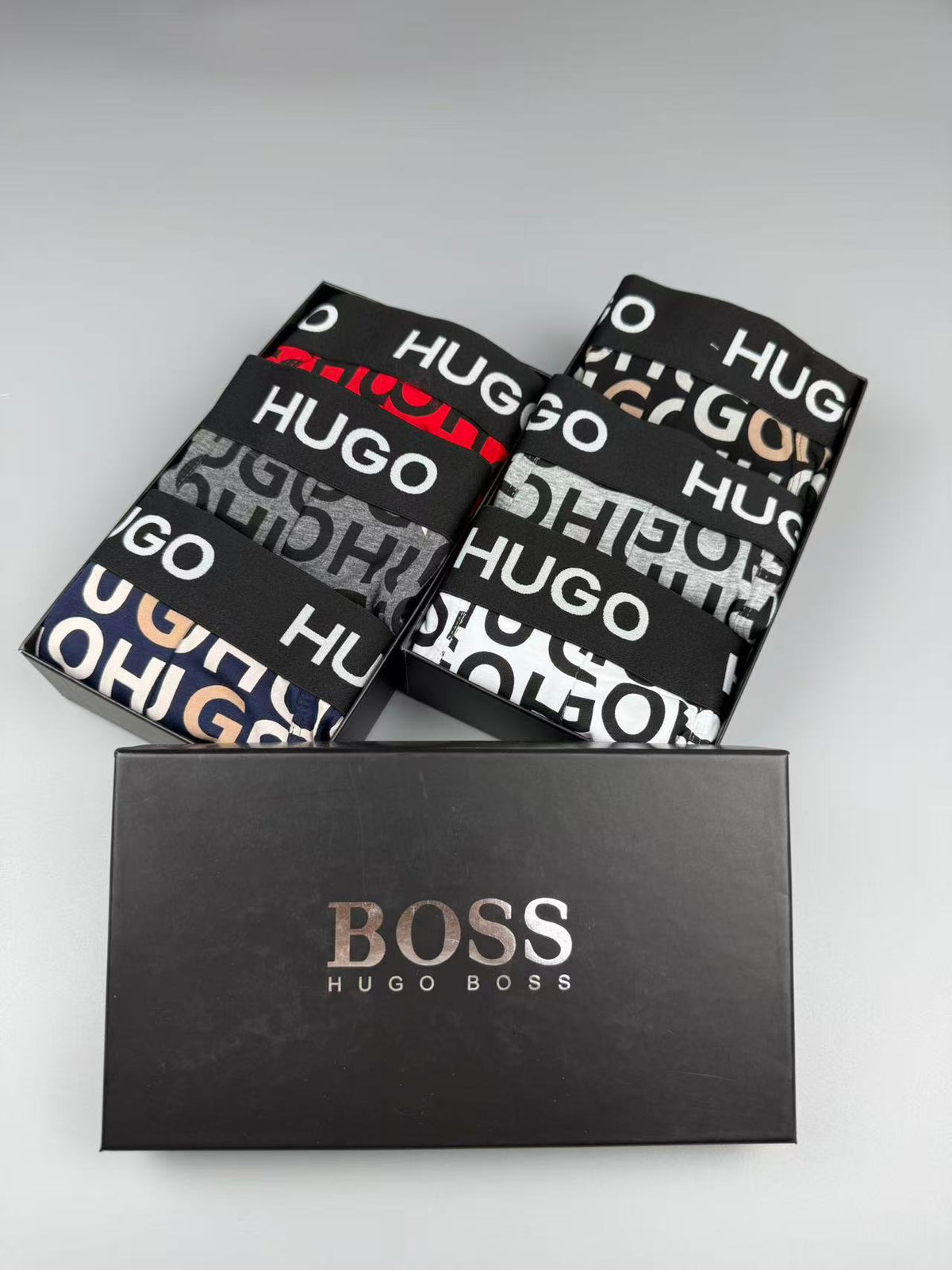 HUGO Black White Allover HUGO Letters Boxer Briefs, image 9