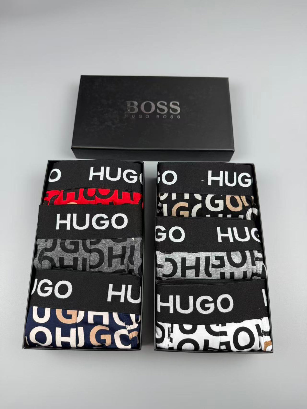 HUGO Black White Allover HUGO Letters Boxer Briefs, image 17
