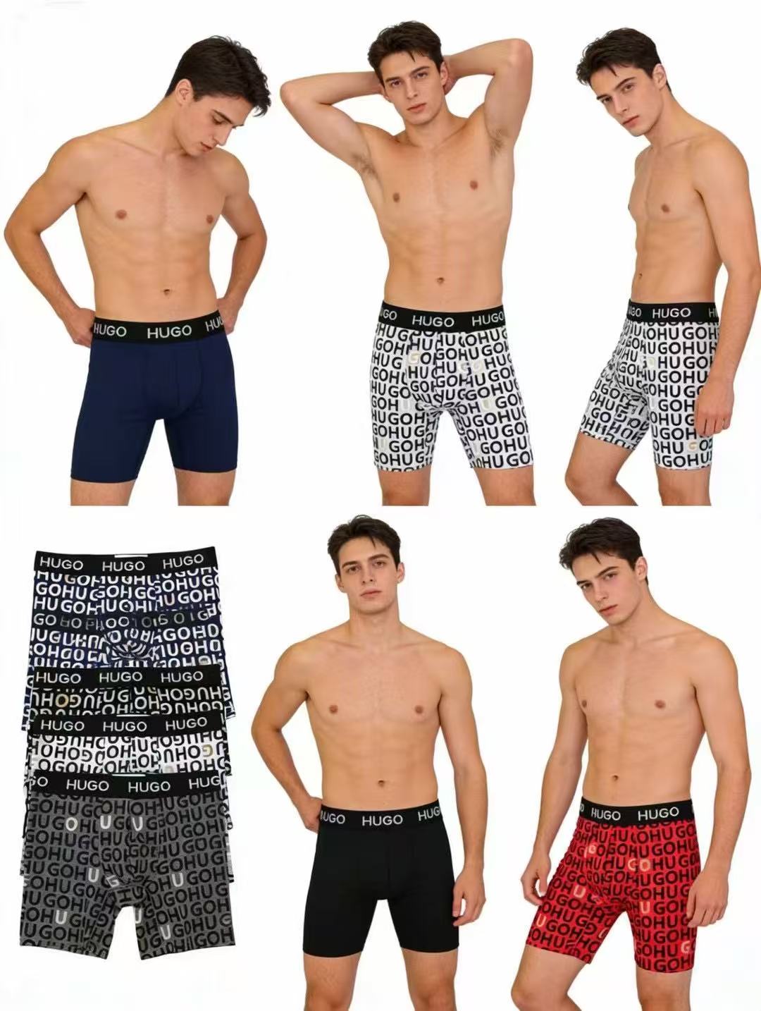 HUGO Black White Allover HUGO Letters Boxer Briefs, image 16
