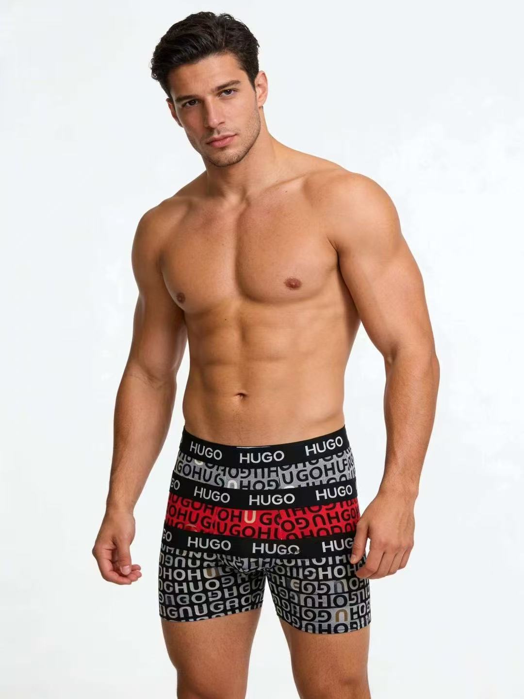 HUGO Black White Allover HUGO Letters Boxer Briefs, image 15
