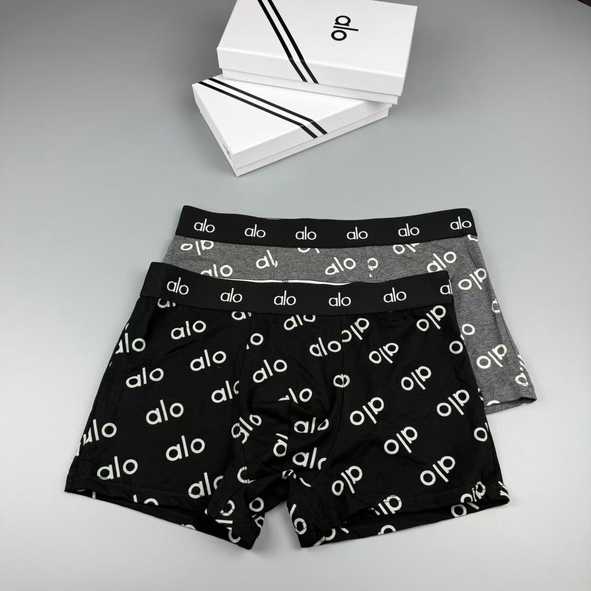 Alo Black White Repeating Wordmarks Boxer Briefs, image 1