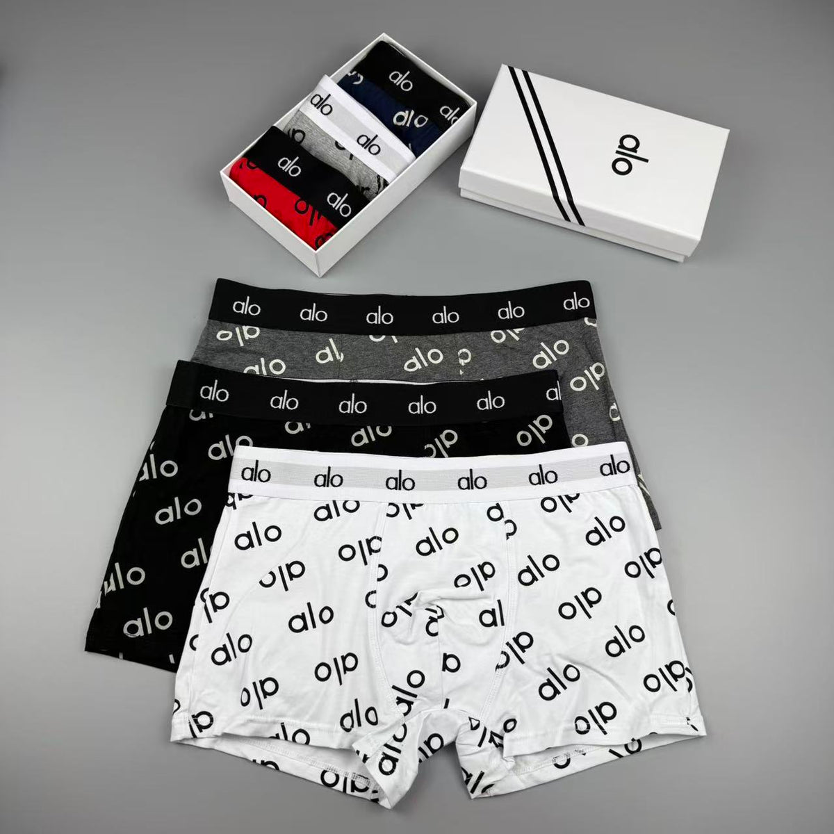 Alo Black White Repeating Wordmarks Boxer Briefs, image 4
