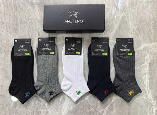 Arc'teryx Grey Black White Fine Pinstripe Small Bird Crew Socks, image 1