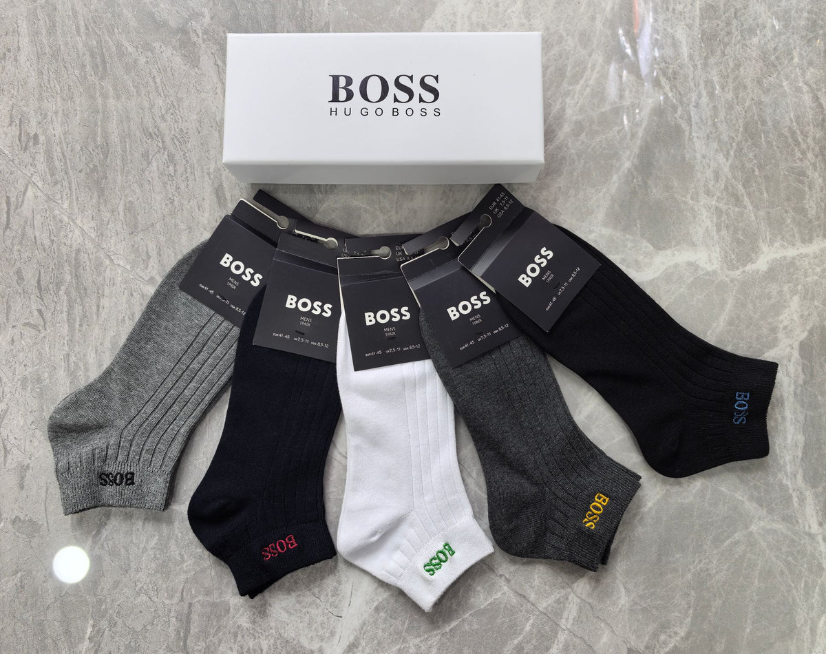 BOSS Neutral Ribbed Small Cuff Labels Crew Socks, image 3