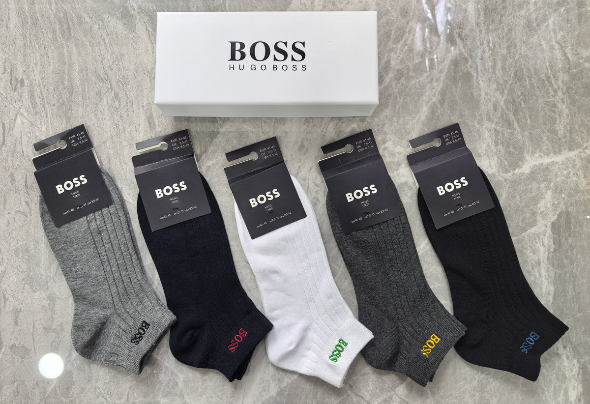 BOSS Neutral Ribbed Small Cuff Labels Crew Socks, image 4