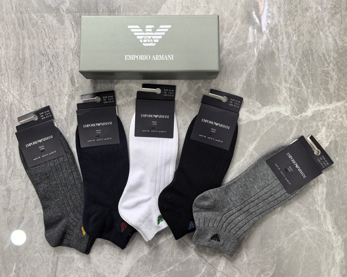 Emporio Armani Grey Black White Wing Motif Crew Socks, image 3