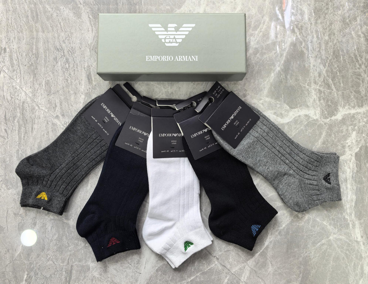 Emporio Armani Grey Black White Wing Motif Crew Socks, image 2