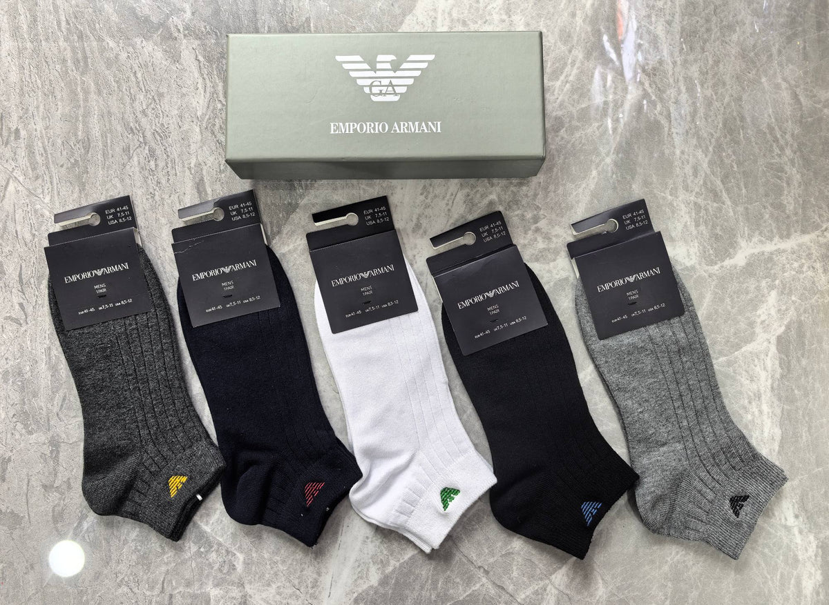 Emporio Armani Grey Black White Wing Motif Crew Socks, image 4